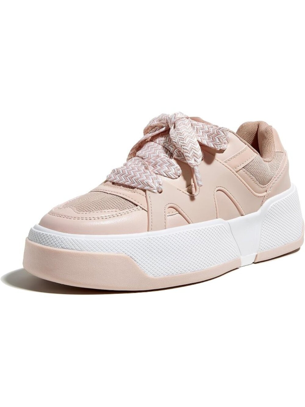 Women’s Pink Thick Sole Lace Up Casual Comfortable Fashion Walking Sneakers